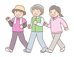 元気に歩く高齢の女性